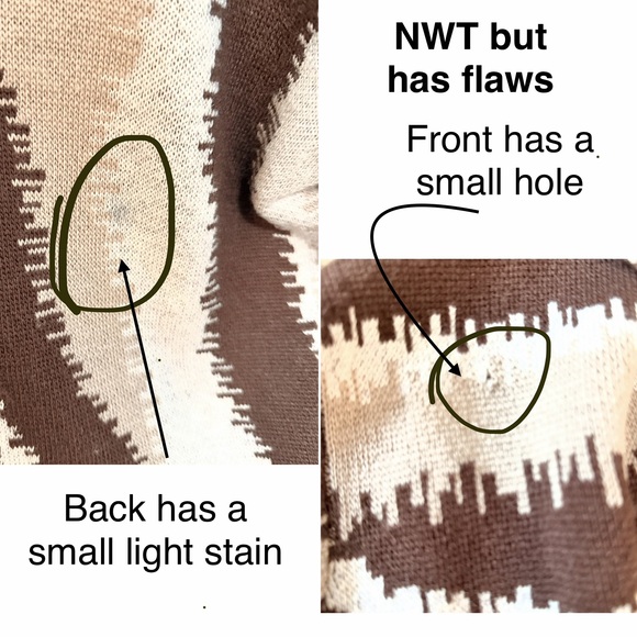 NWT MaxSport Hooded Waterfall cardigan long duster chevron brown beige zebra XL - Picture 4 of 7